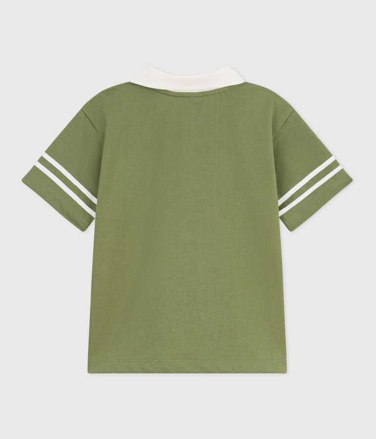 Polo infantil de algod&oacute;n de manga corta verde OLIVINE