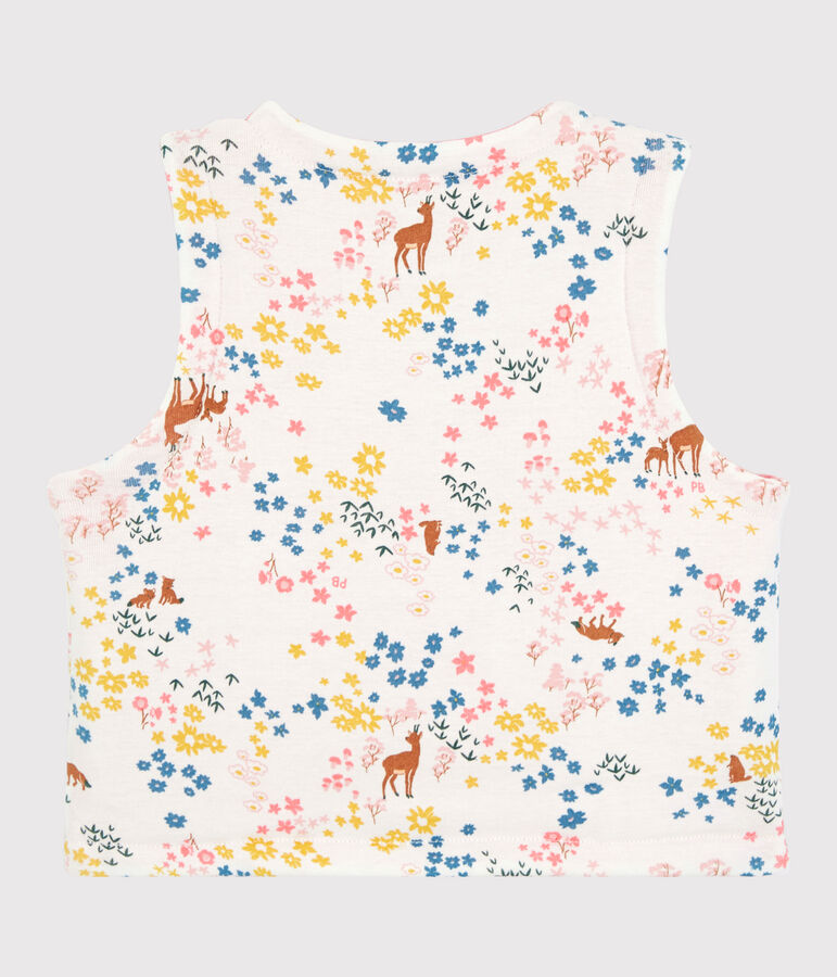 Chaleco reversible de beb&eacute; ni&ntilde;a de algod&oacute;n org&aacute;nico acolchado blanco/multicolor