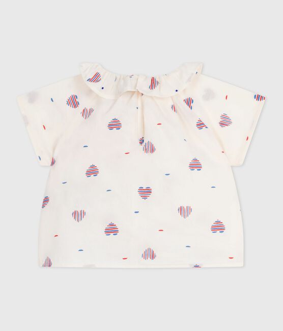 Blusa de algodón de manga corta con estampado de corazón para bebé blanco AVALANCHE/ MULTICO