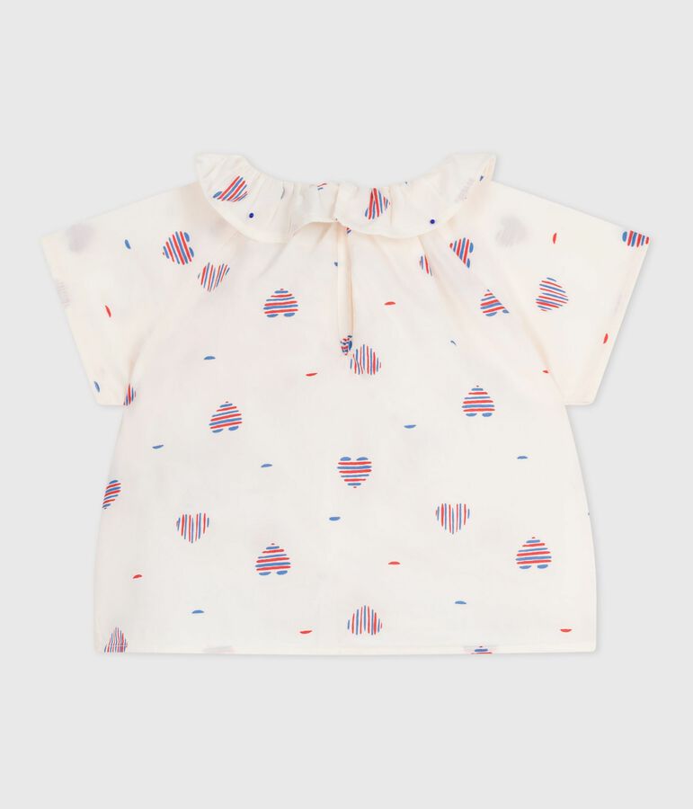 Blusa de algod&oacute;n de manga corta con estampado de coraz&oacute;n para beb&eacute; crudo/multicolor