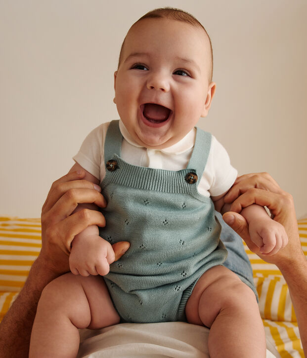 Pelele de punto tricotado de fantas&iacute;a con tirantes para beb&eacute; verde