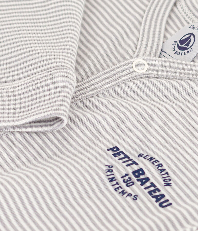 Pijama sin pies de algod&oacute;n milrayas para beb&eacute; PIGEON/ MARSHMALLOW