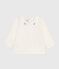 Blusa de algodón de manga larga con cuello bordado para bebé blanco MARSHMALLOW
