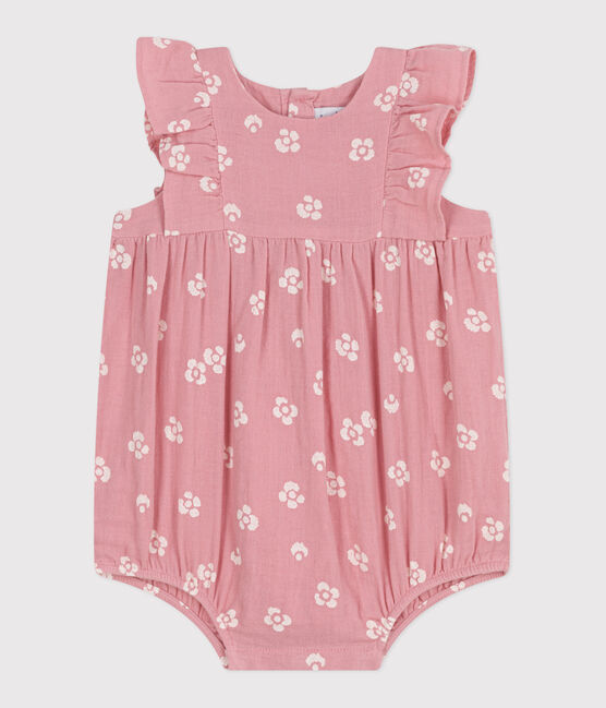 Pelele de algodón sin mangas con estampado de flores para bebé rosa CHARME/blanco MARSHMALLOW
