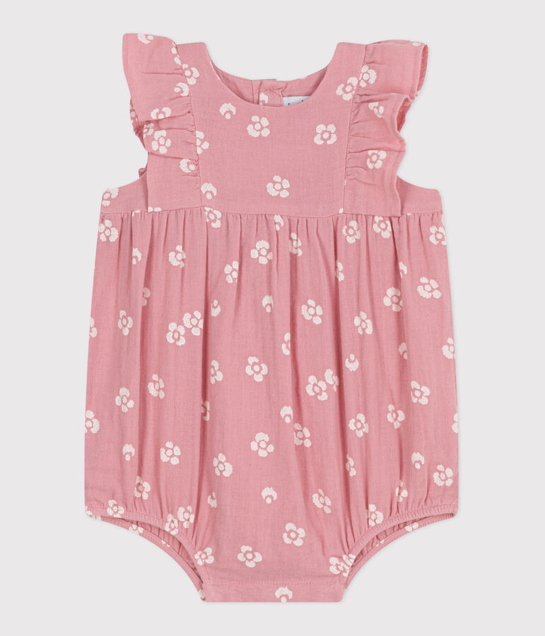 Pelele de algod&oacute;n sin mangas con estampado de flores para beb&eacute; rosa/blanco