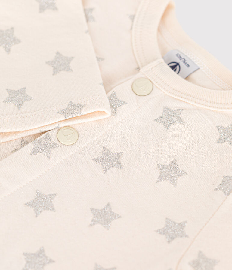 C&aacute;rdigan de t&uacute;bico con estampado de estrellas para beb&eacute; crudo/gris