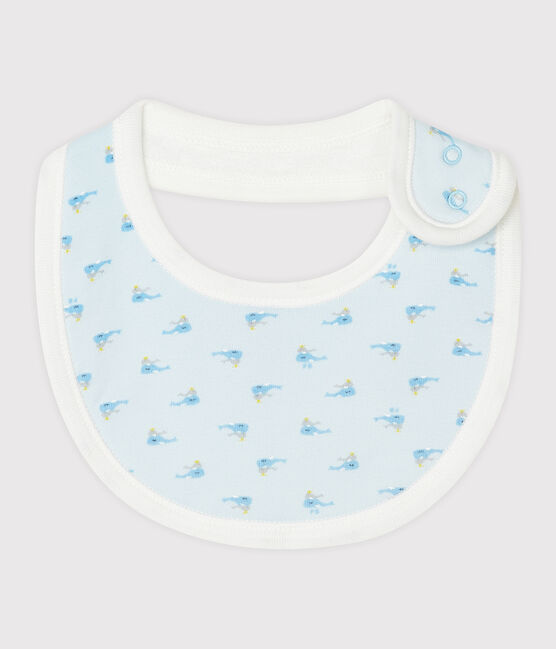 Babero de punto acanalado para bebé azul FRAICHEUR/blanco MULTICO