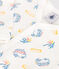 Pijama de algodón para bebé con furgonetas blanco MARSHMALLOW/blanco MULTICO