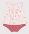 Conjunto de dos piezas de algod&oacute;n con blusa con volante para reci&eacute;n nacido rosa/multicolor