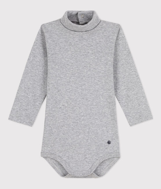 Body de manga larga con cuello vuelto para bebé gris FUMEE CHINE