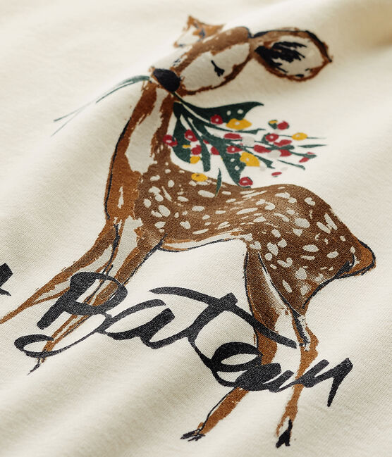 Camiseta estampada de manga larga para niña beige COQUILLE/rojo FROUFROU