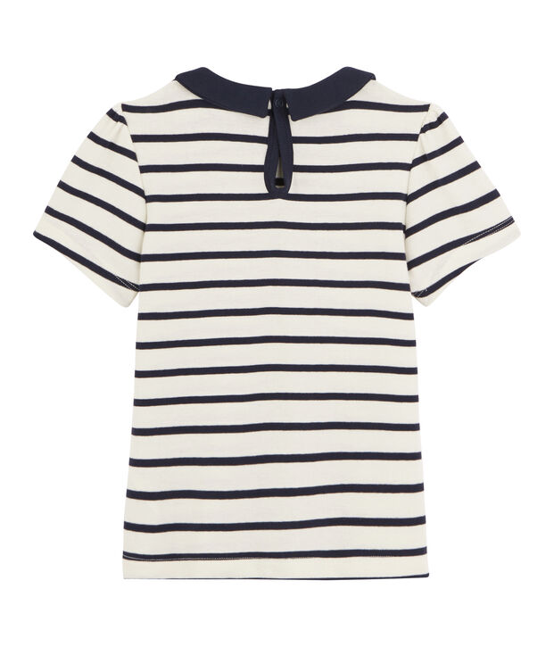 Camiseta de manga corta para ni&ntilde;a blanco/azul