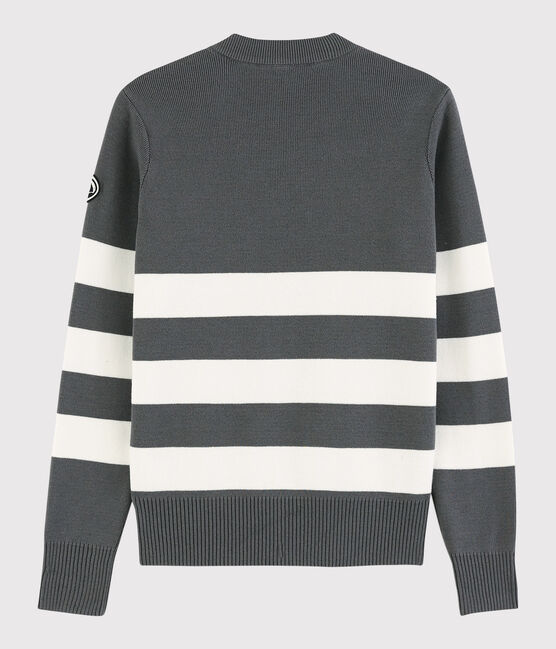 Jersey marinero de algodón de mujer gris ORAGE/blanco MARSHMALLOW
