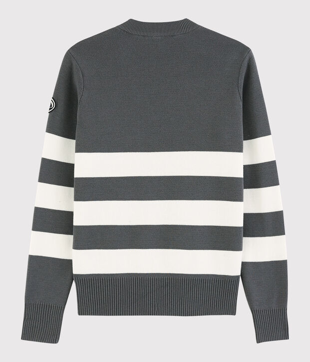 Jersey marinero de algod&oacute;n de mujer gris/blanco