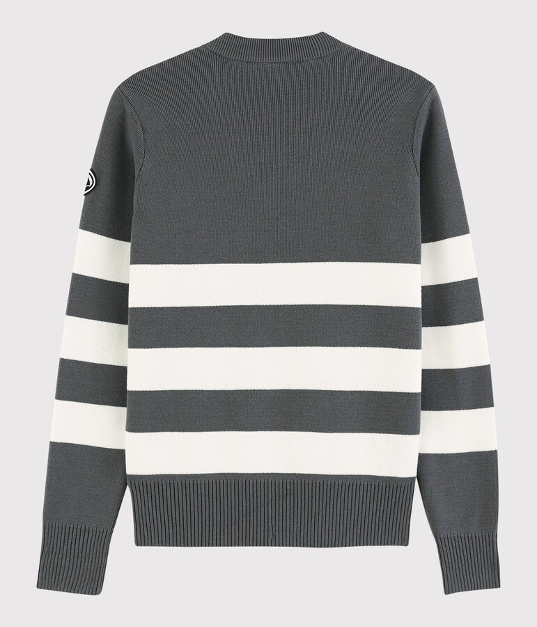 Jersey marinero de algod&oacute;n de mujer gris/blanco