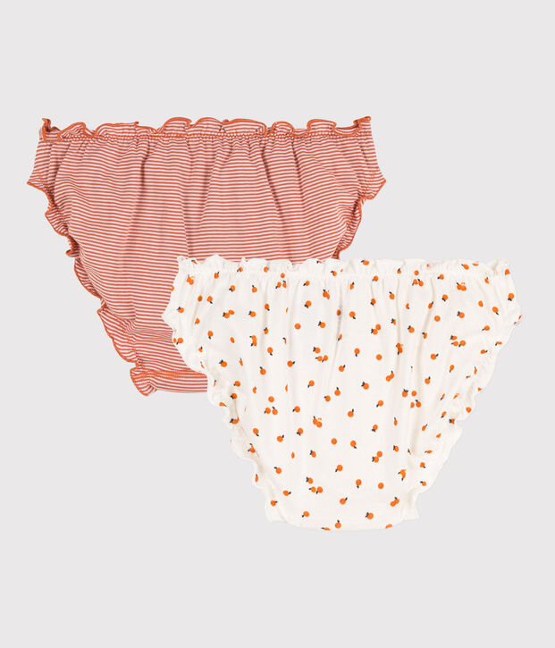 Juego de 2 braguitas de algod&oacute;n con volantes para mujer multicolor