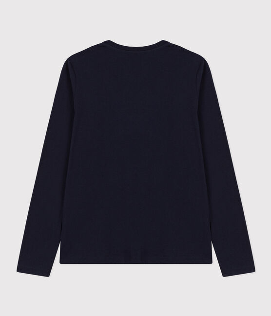 Camiseta LA RECTA de algodón con cuello de pico para mujer azul SMOKING