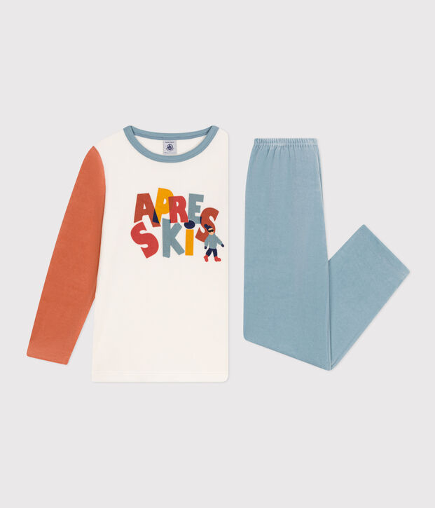 Pijama de terciopelo para ni&ntilde;o/ni&ntilde;a azul/multicolor