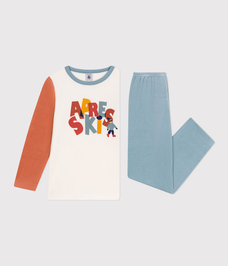 Pijama de terciopelo para ni&ntilde;o/ni&ntilde;a azul/multicolor