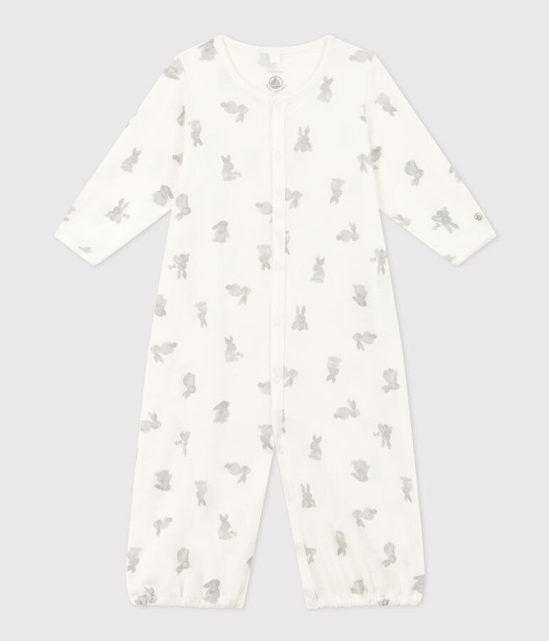 Mono saco de algod&oacute;n estampado blanco/gris