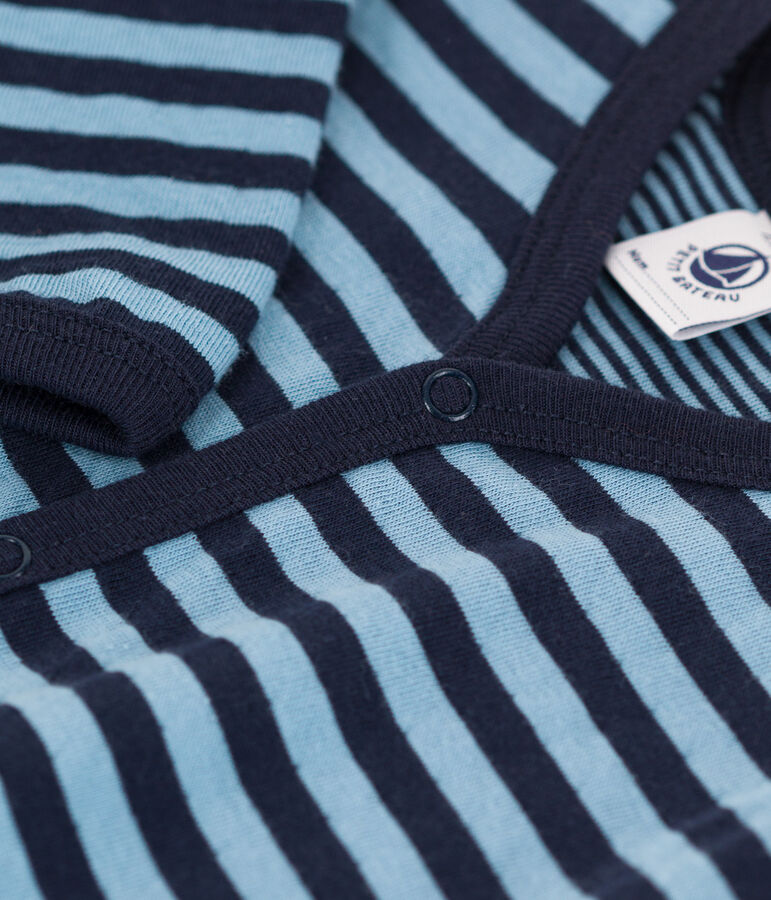 Pijama de t&uacute;bico a rayas para beb&eacute; azul/azul