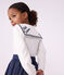 Blusa infantil lisa de manga larga de algod&oacute;n con cuello blanco