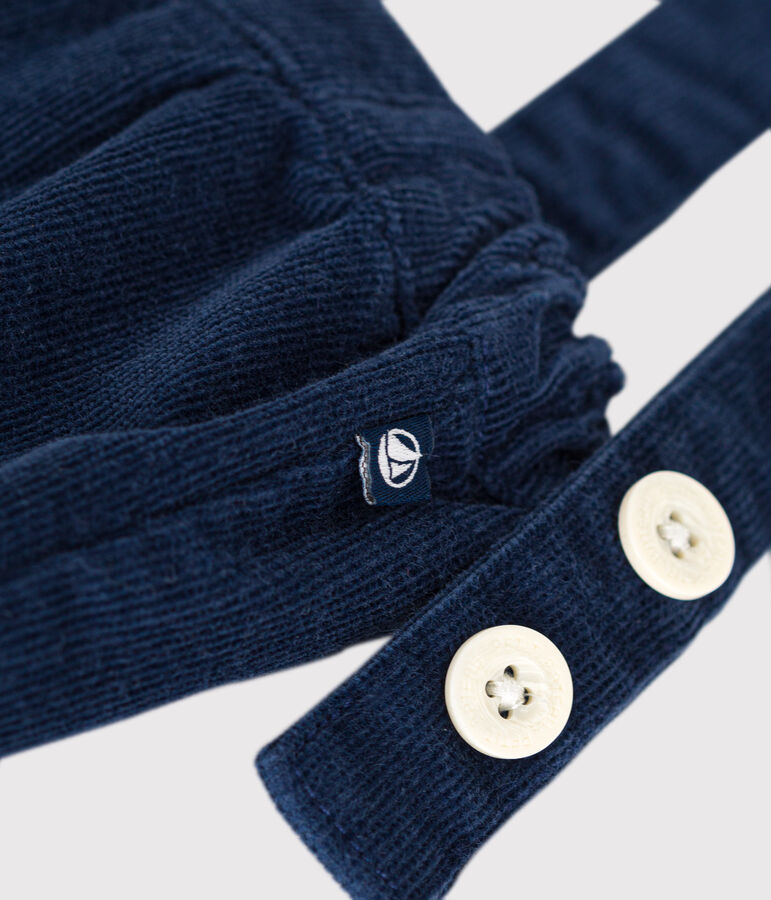 Short de terciopelo con tirantes para beb&eacute; azul