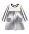 Vestido de manga larga de rayas para bebé niña blanco MARSHMALLOW/azul SMOKING CN