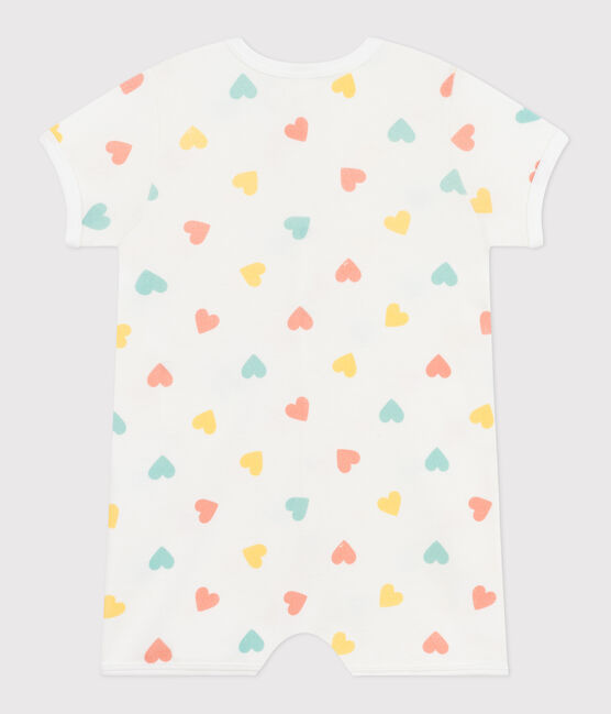 Mono corto de algodón con corazones para bebé blanco MARSHMALLOW/blanco MULTICO