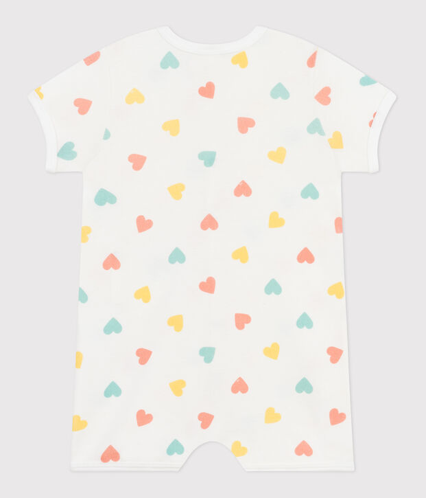 Mono corto de algod&oacute;n con corazones para beb&eacute; blanco/multicolor