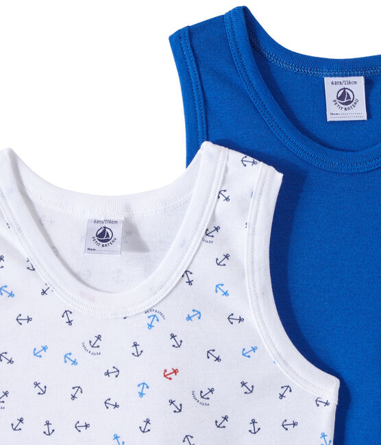 Lote de 2 camisetas sin mangas para niño blanco LOT
