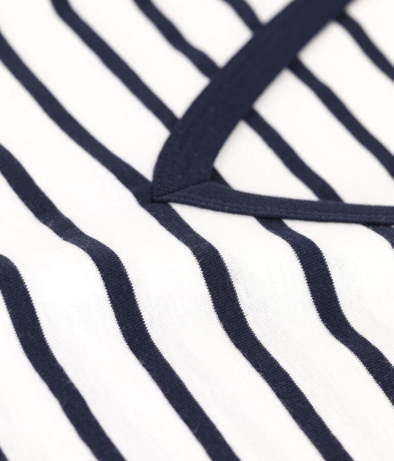 Camiseta LA ICONICA de algod&oacute;n con cuello de pico para mujer blanco/azul