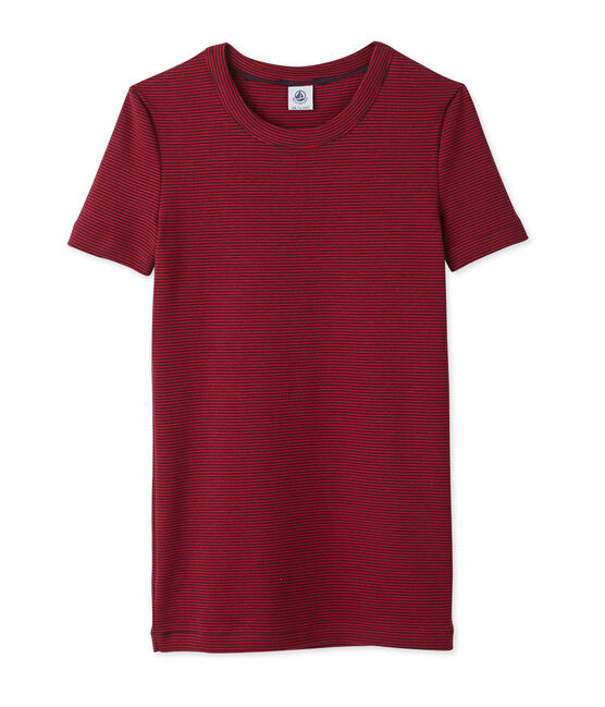 Camiseta de manga corta milrayas para mujer azul SMOKING/rojo MARS