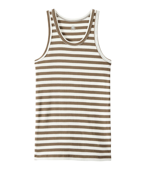 Camiseta de mujer en canal&eacute; original de rayas marron/blanco