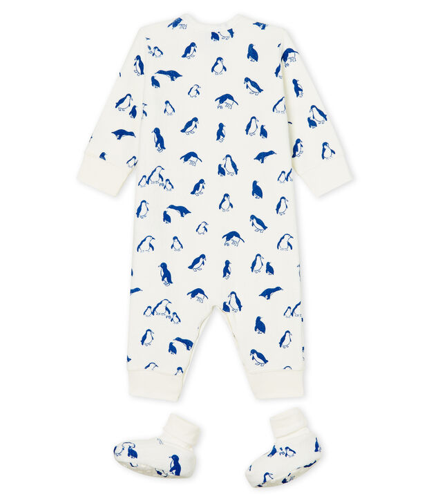 Conjunto de noche de toalla de rizo afelpado extra c&aacute;lido para beb&eacute; blanco/azul