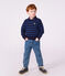Sudadera infantil con cuello de polo de algod&oacute;n a rayas azul/verde/azul