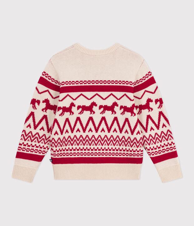 Jersey infantil de lana y algod&oacute;n con estampados rojo/rojo