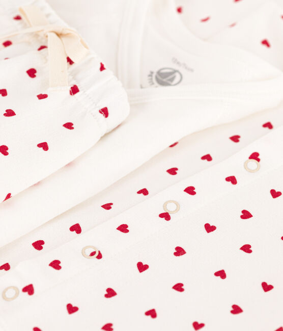 Conjunto de algodón estampado para bebé blanco MARSHMALLOW/rojo PEPS