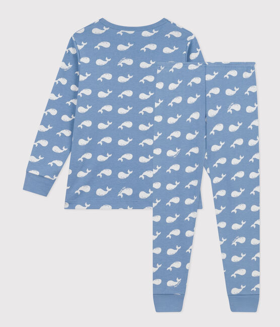 Pijama infantil de algodón con estampado de ballena azul BEACH/ MARSHMALLOW