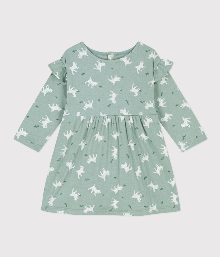 Vestido de manga larga estampado de t&uacute;bico para beb&eacute; verde/multicolor