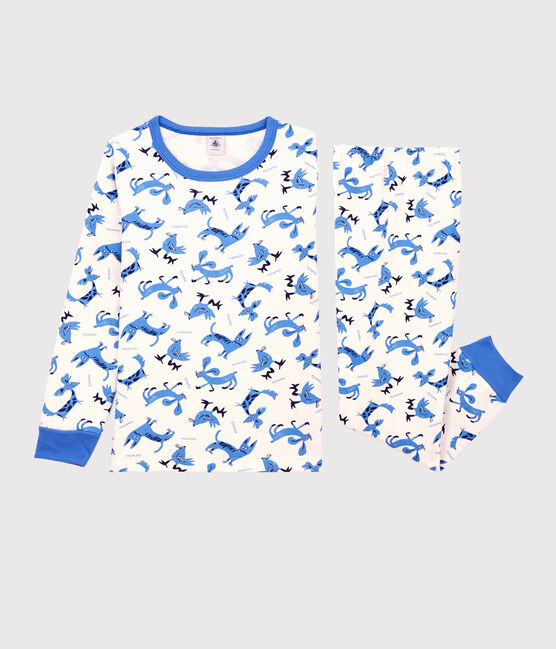 Pijama con motivo de animales de algodón de niño blanco MARSHMALLOW/blanco MULTICO