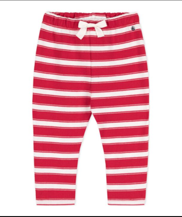Pantal&oacute;n de punto grueso a rayas para beb&eacute; rojo/blanco