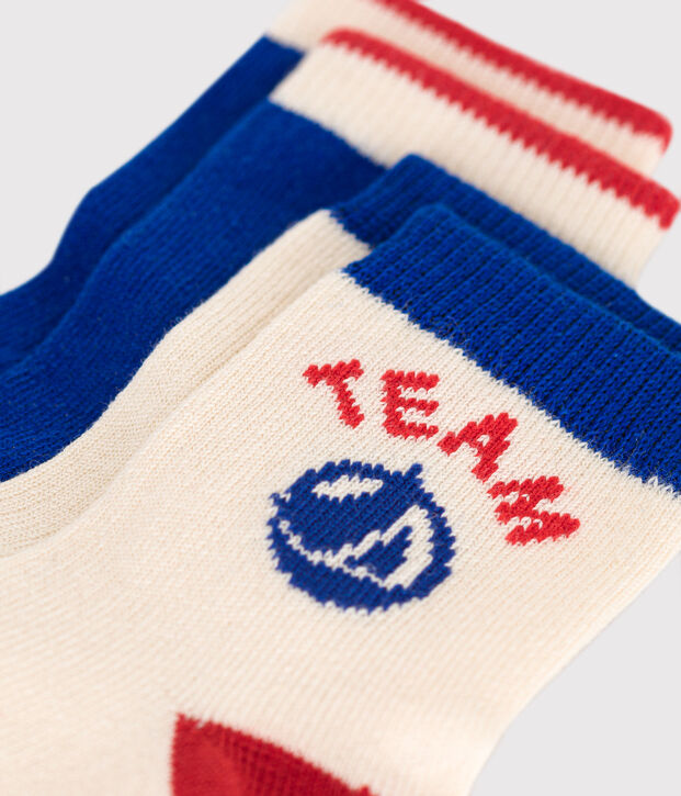 2 pares de calcetines de algod&oacute;n Team Petit Bateau para beb&eacute; multicolor