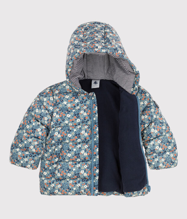 Chaqueta acolchada reciclada estampada para beb&eacute; azul/multicolor