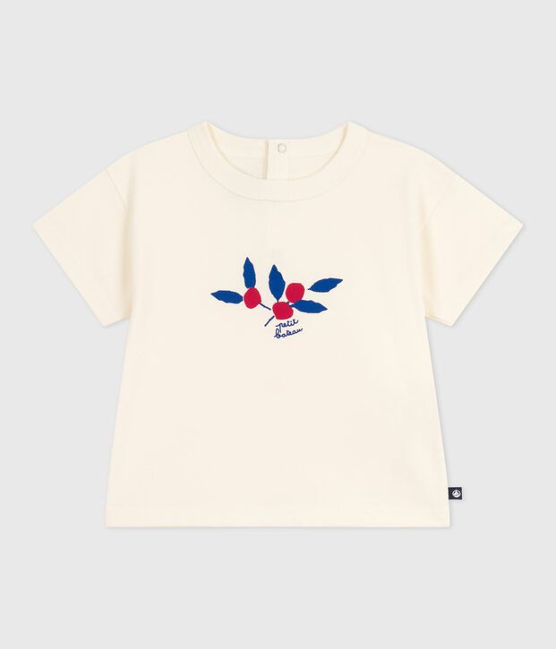 Camiseta de algod&oacute;n de manga larga con estampado de coraz&oacute;n para beb&eacute; crudo/multicolor