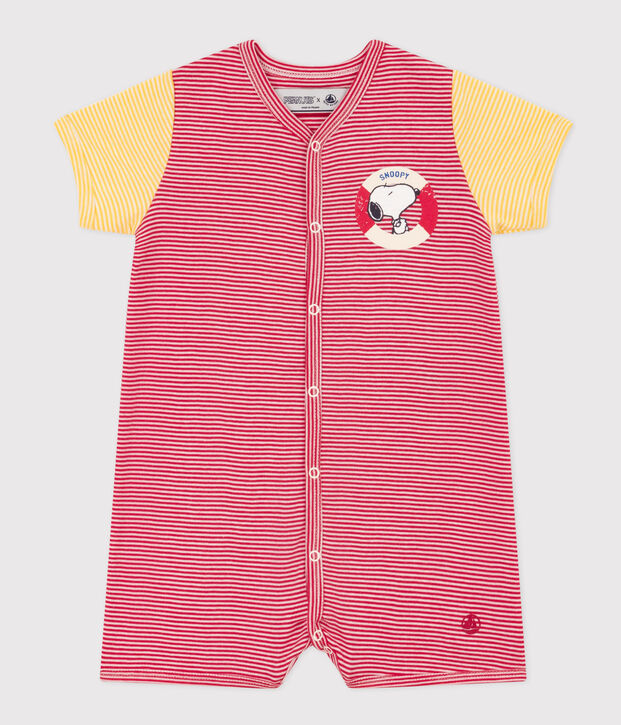 Pelele corto Petit Bateau X Snoopy de algod&oacute;n para beb&eacute; rojo/blanco