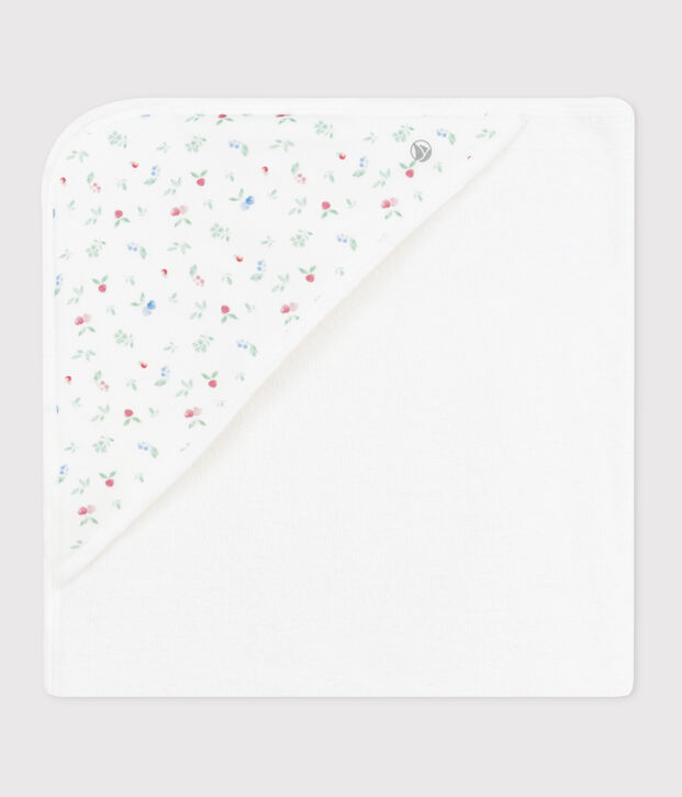 Capa de ba&ntilde;o de algod&oacute;n para beb&eacute; blanco/multicolor