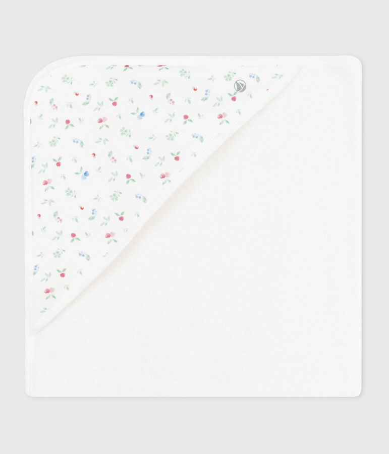 Capa de ba&ntilde;o de algod&oacute;n para beb&eacute; blanco/multicolor