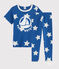 Pijama infantil con estampado de estrellas de punto azul MAJOR/blanco ECUME