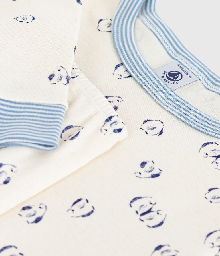 Pijama infantil de algod&oacute;n estampado, muy entallado. azul/azul